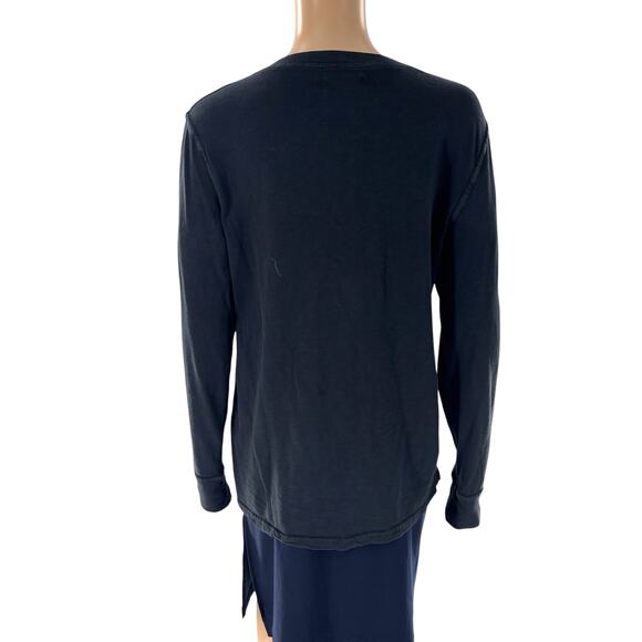 American Giant Black Premium Slub Long Sleeve Henley Top - Picture 8 of 11